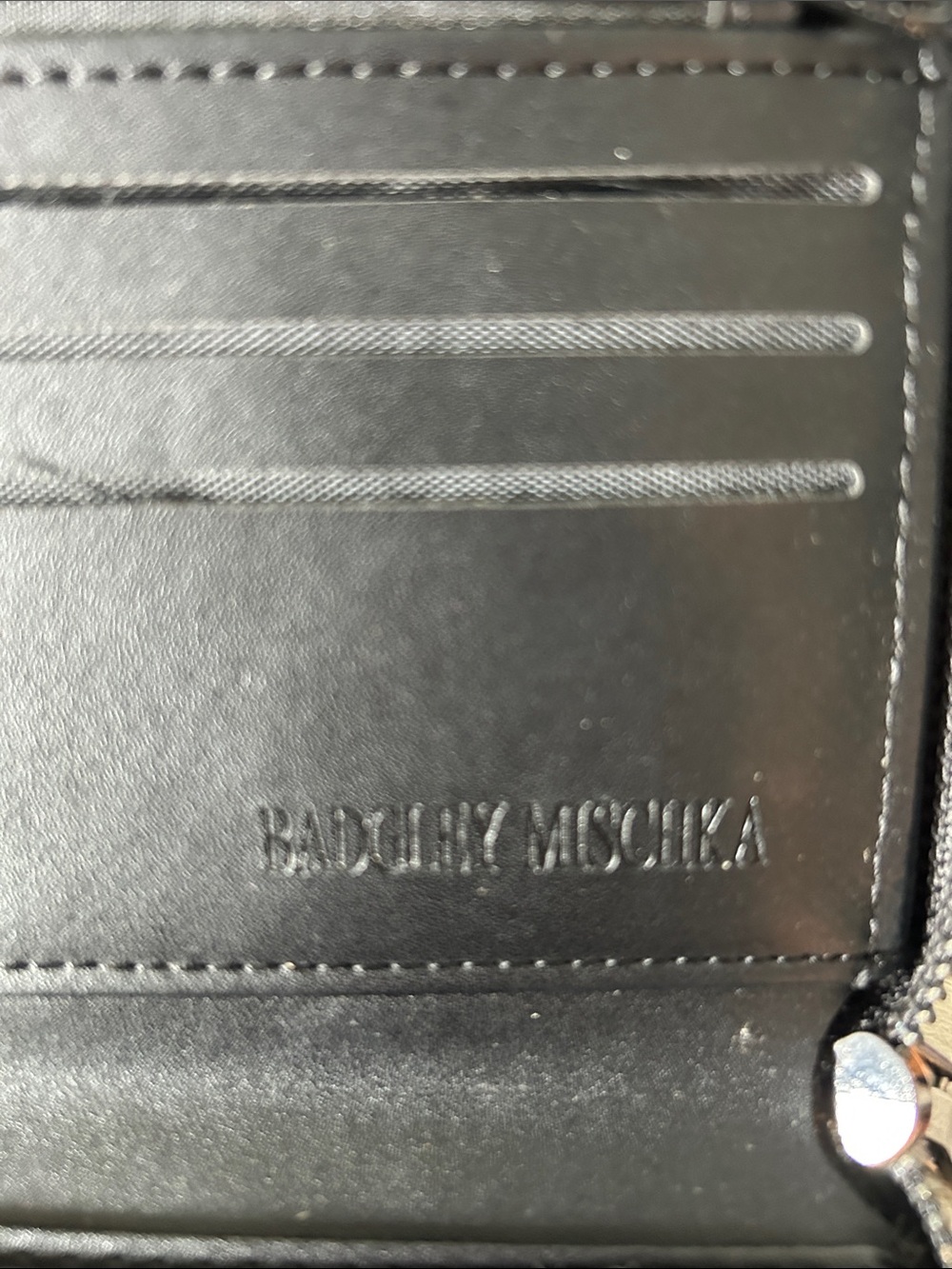 Badgley Mischka black Textured Wallet with Metallic BM Logo - Picture 13 of 13